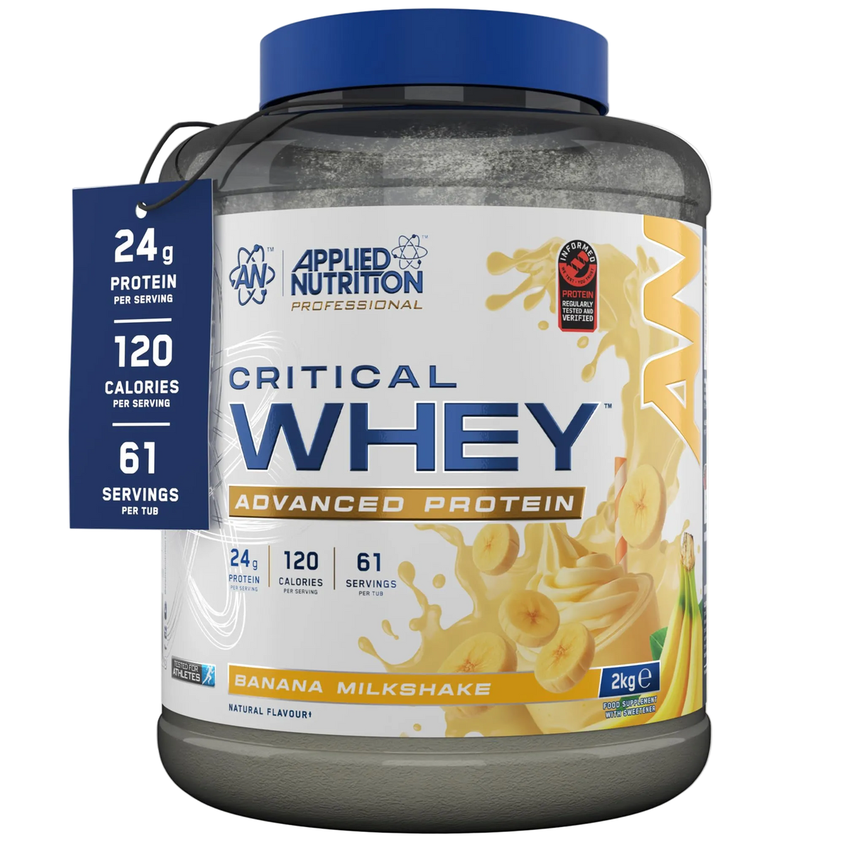 Critical Whey Applied Nutrition 2kg - Chocolate, White Chocolate, Frappuccino, Banana, Hazelnut