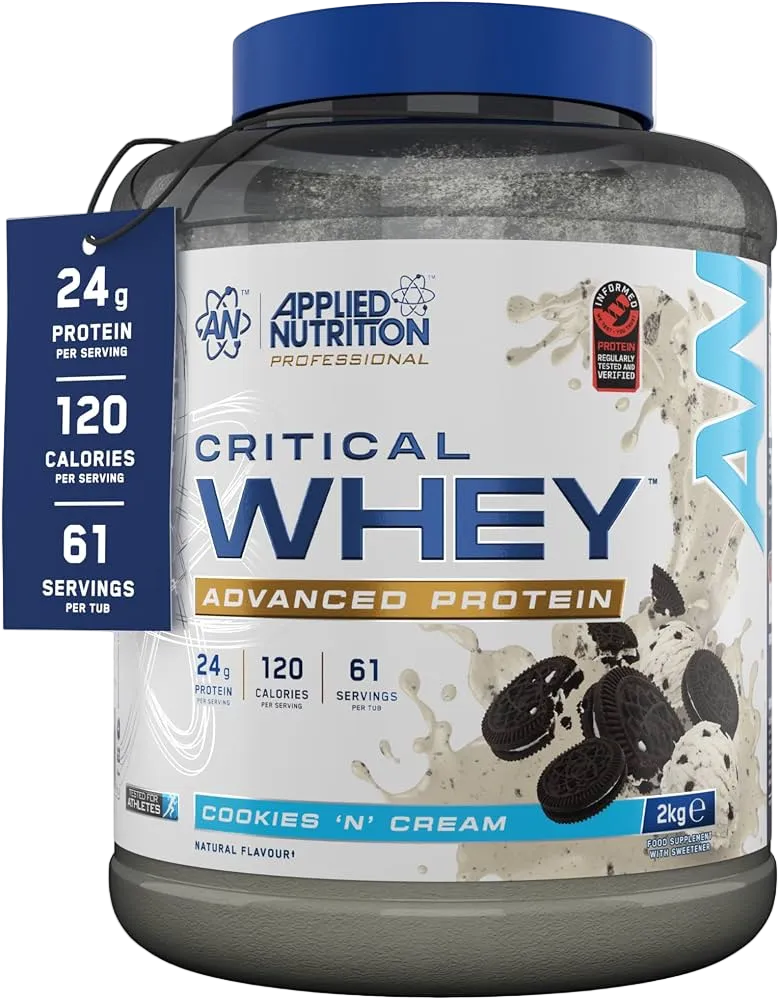 Critical Whey Applied Nutrition 2kg - Chocolate, White Chocolate, Frappuccino, Banana, Hazelnut